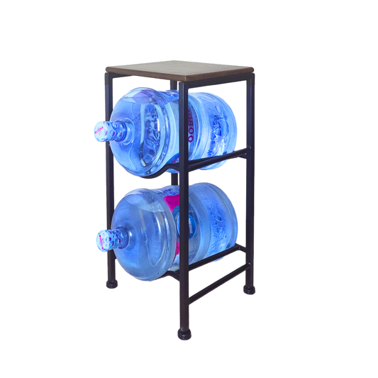 2-Tier Water Jug Rack With Wood Shelf