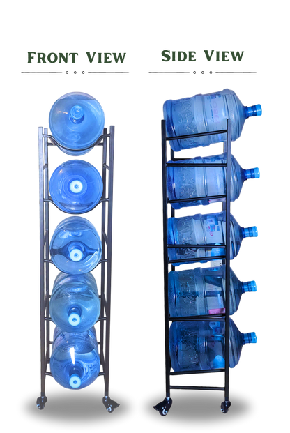 5-Tier Water Jug Rack With Wheels & Brakes