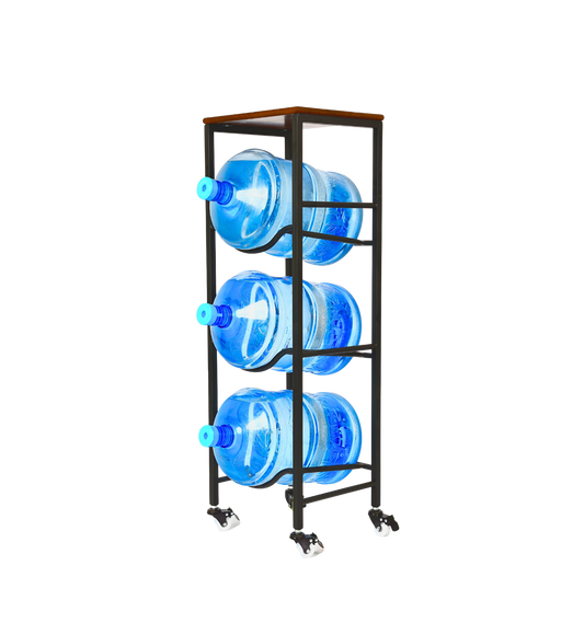 3-Tier WaterRack™ with Wooden Shelf, Wheels & Brakes